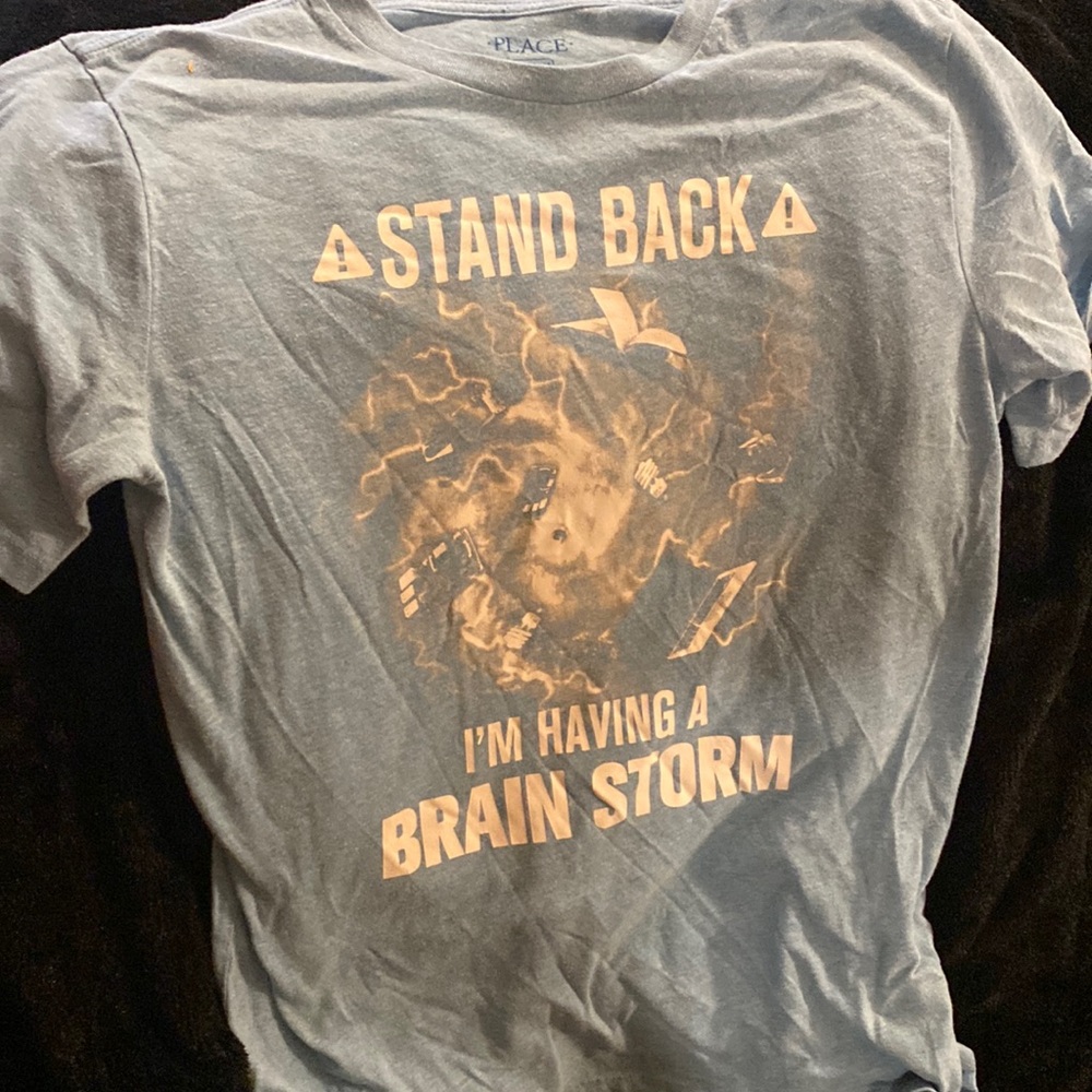 Children's Place Blue Tshirt‎ size xl 14 stand back I’m having a brain storm